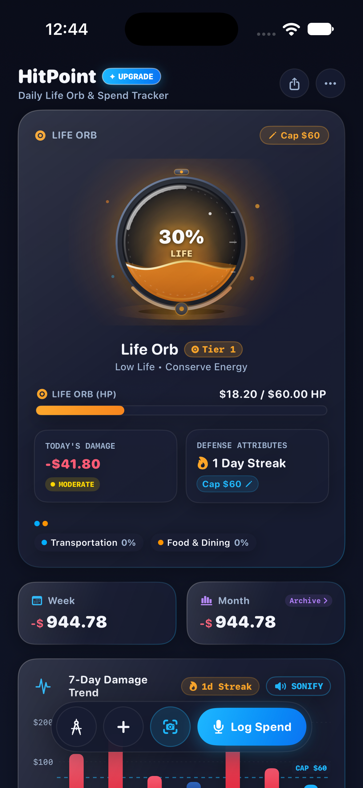 HitPoint Life Orb HUD Running on iPhone