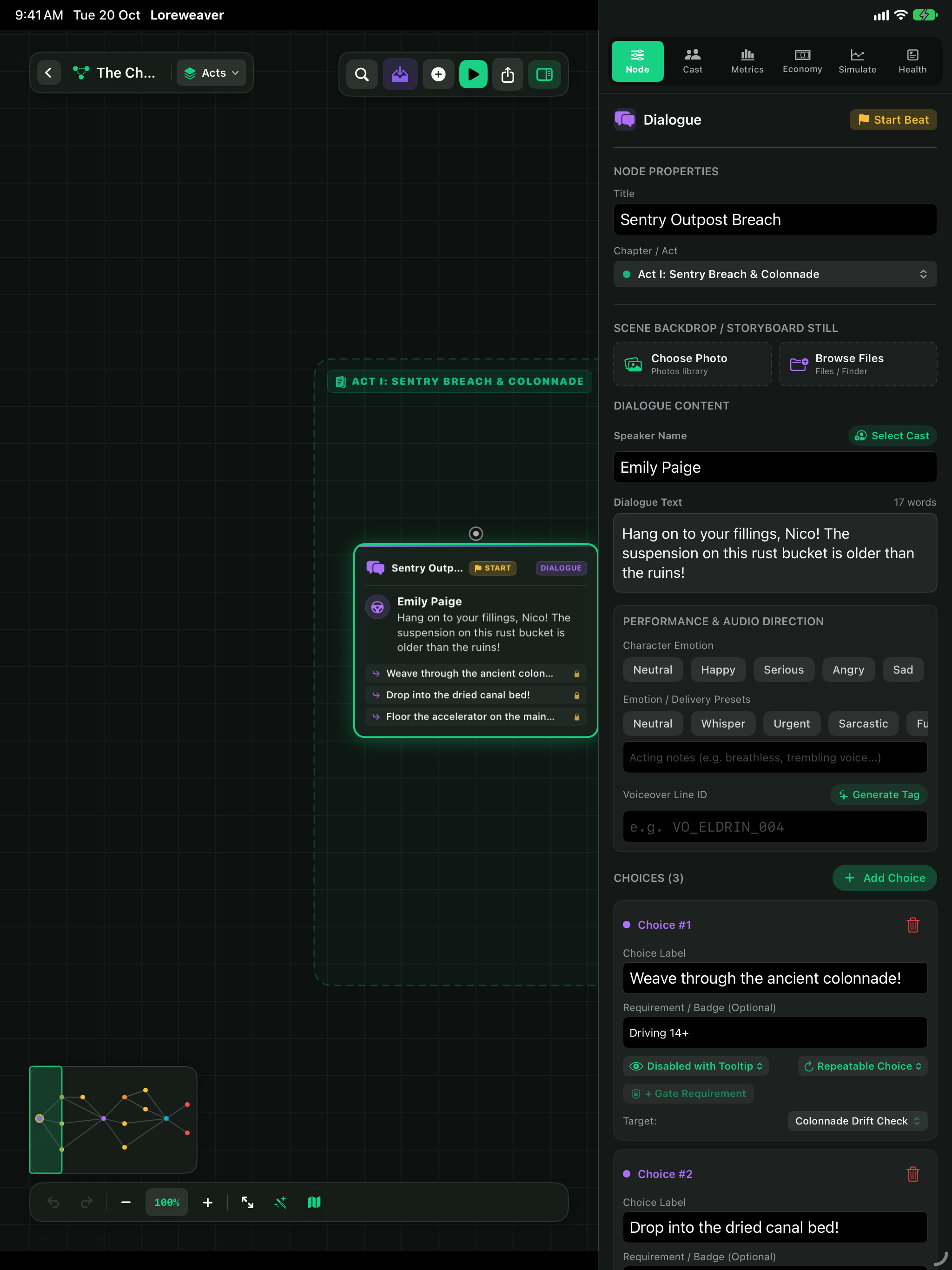 Loreweaver Studio Visual Narrative Canvas